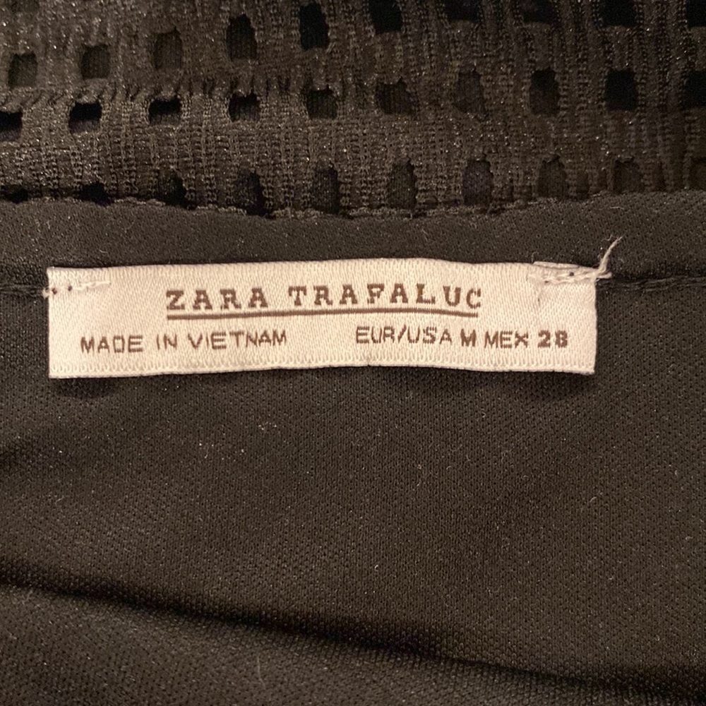 Zara Dress Mini Mesh Floral Black Embroidered Shift Whims | Size Medium - Picture 7 of 10